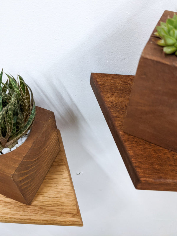 Geometric Hardwood Rhombus Wall Shelf