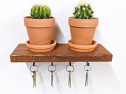 Oak Wood Key Hook Shelf