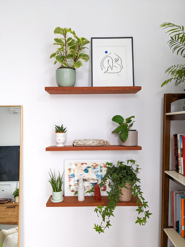 Danish Oil Hardwood Floating Shelf
