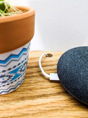 Wood-Grain Floating Shelf with Cord Hole