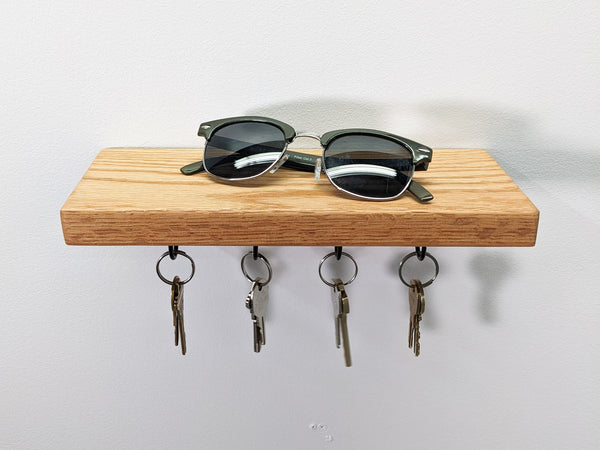Oak Wood Key Hook Shelf