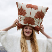 Palm Embroidered Linen-Blend Throw Pillow