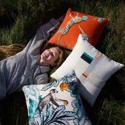 Printed Cotton Jungle Throw Pillow