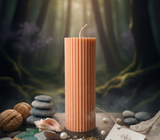 Ribbed Wax Pillar Candle