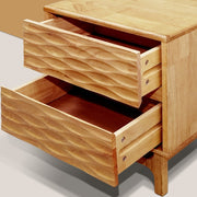 Close-up of carved leg and joinery detail — Relief-Carved Rubber Wood Nightstand