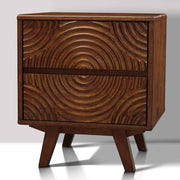 Carved Wood Two-Drawer Nightstand — alternate view or variant option