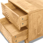 Close-up of handmade construction and surface detail — Carved Wood Two-Drawer Nightstand