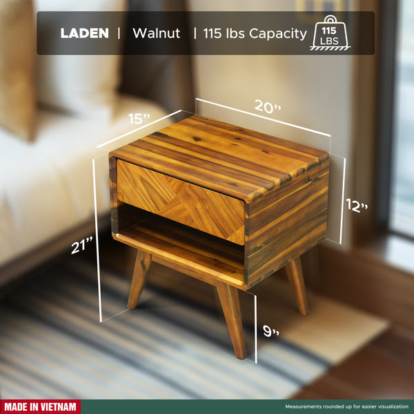 Parquet-Front Acacia Wood Nightstand