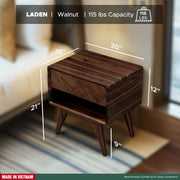 Parquet-Front Acacia Wood Nightstand