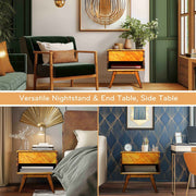 Parquet-Front Acacia Wood Nightstand