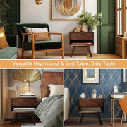 Parquet-Front Acacia Wood Nightstand