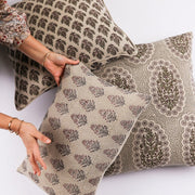 Block-Print Linen-Blend Pillow Cover