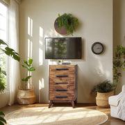 Mid-Century Solid Wood Tall Dresser