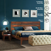 Solid Wood Platform Bed Frame and Nightstand Set