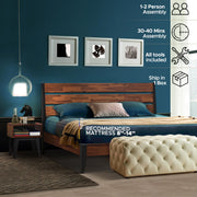 Solid Wood Platform Bed Frame and Nightstand Set