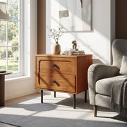 Hevea Wood 2-Drawer Nightstand