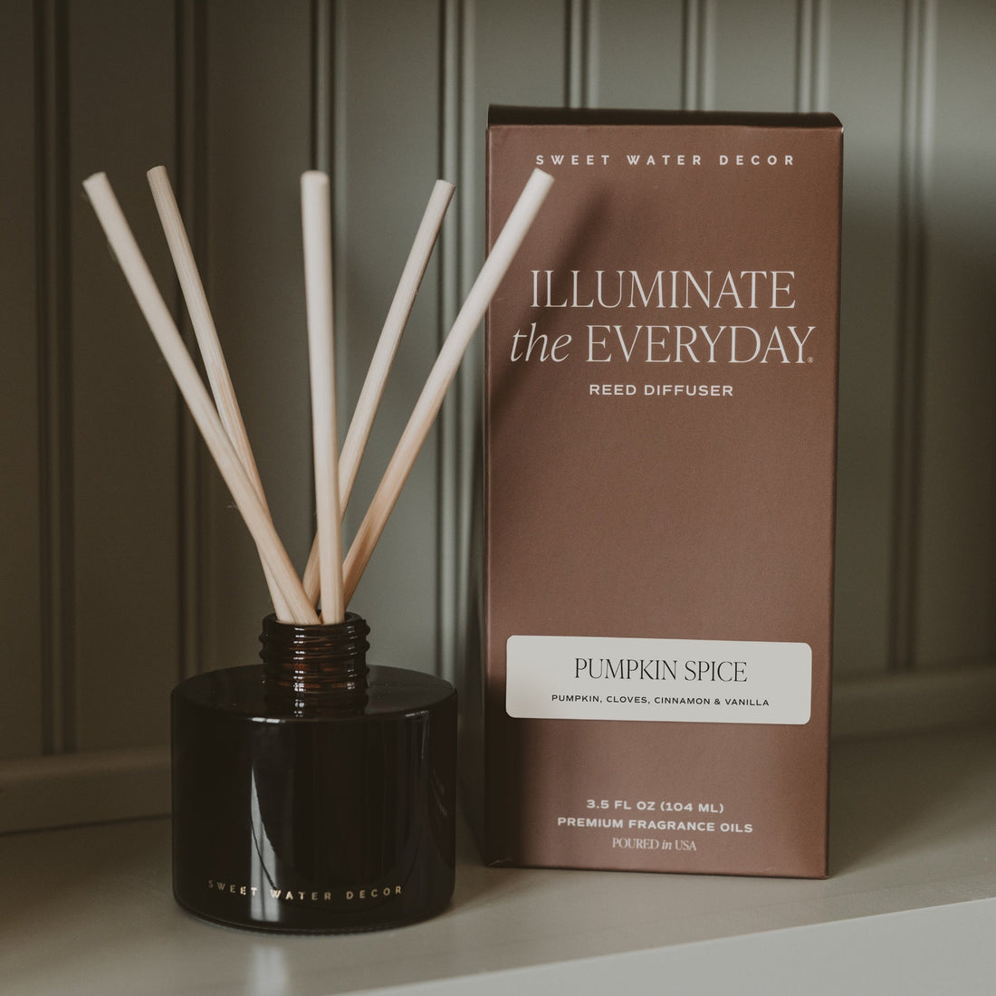 Pumpkin Spice Amber Glass Reed Diffuser, 3.5 oz