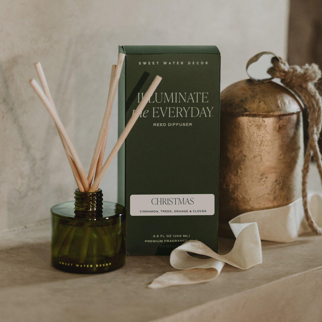 Christmas Olive Glass Reed Diffuser, 3.5 oz