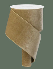 Taupe Velvet & Satin Back Ribbon, 10 yd
