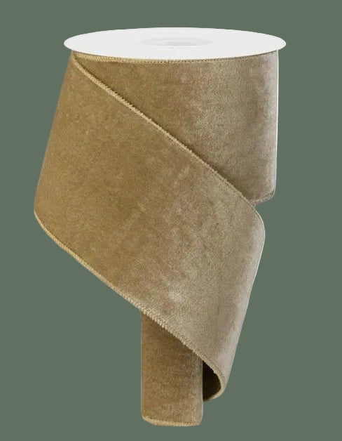 Taupe Velvet & Satin Back Ribbon, 10 yd
