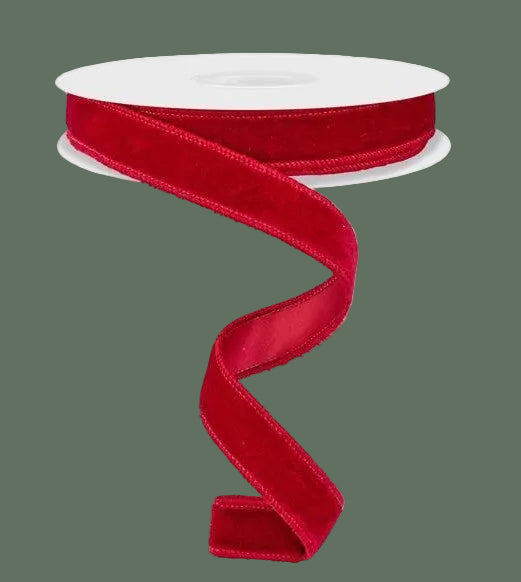 Cranberry Velvet & Satin Ribbon, 10 yd
