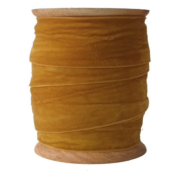 Gold Hand Dyed Wide Velvet Ribbon
