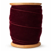 Burgundy Handmade Hand Dyed Velvet Ribbon
