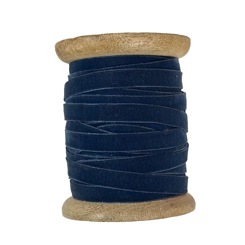 Dark Blue Handmade Narrow Velvet Ribbon, 10 Yards