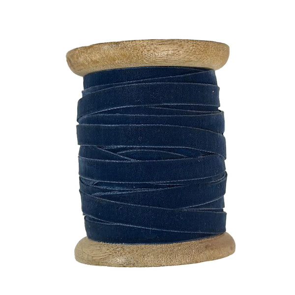 Dark Blue Handmade Narrow Velvet Ribbon, 10 Yards