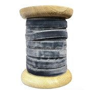 Dark Grey Narrow Handmade Velvet Ribbon, 10 Yards