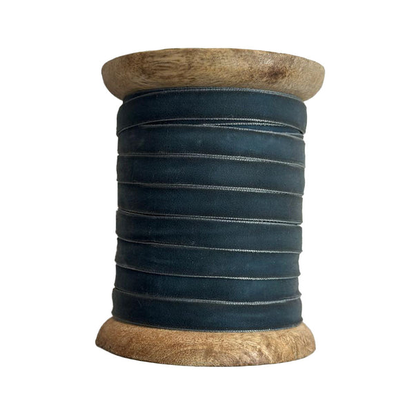 Dark Grey Narrow Handmade Velvet Ribbon, 10 Yards