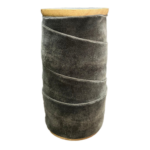 Dark Grey Hand Dyed Wide Velvet Ribbon, 10 Yards