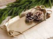 Gold Aluminum Serving Tray with Ribbon Handles