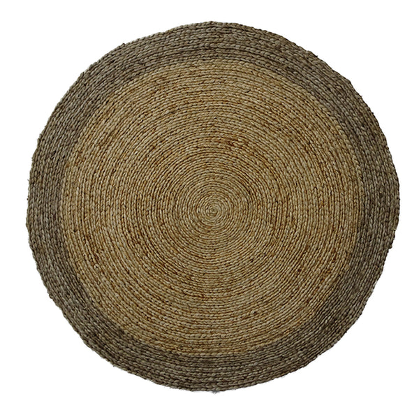 Natural & Brown Round Braided Jute Rug