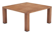 Wood-Grain Aluminum Outdoor Coffee Table — scale reference and proportion detail