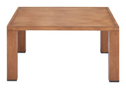 Wood-Grain Aluminum Outdoor Coffee Table — back and side profile detail
