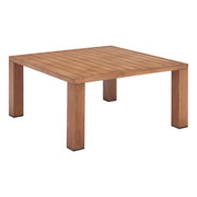 Wood-Grain Aluminum Outdoor Coffee Table styled in an outdoor living space