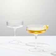 Close-up of glass clarity and rim detail — Ribbed Glass Coupe Set
