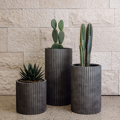 Ribbed Cylinder Lightweight Planter