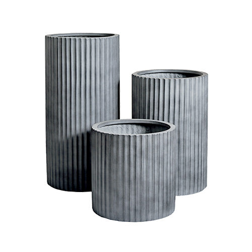 Ribbed Cylinder Lightweight Planter