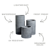 Ribbed Cylinder Lightweight Planter