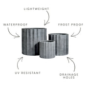 Fluted Fibreglass Cylinder Planter