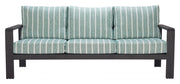 Striped Olefin Outdoor Sofa — full set configuration from side angle