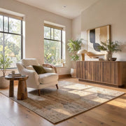 64″ Fluted Walnut-Finish Low-Profile Sideboard