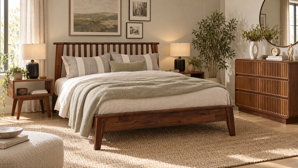 Fluted Walnut-Finish Three Drawer Dresser