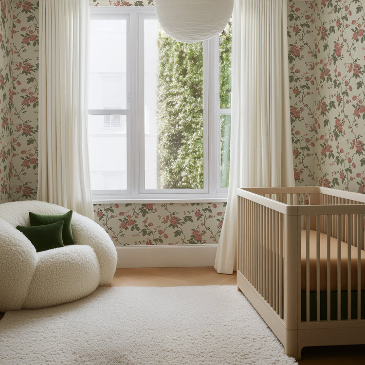 Climbing Rose Floral Wallpaper Panel