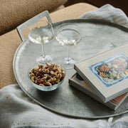 Round Pewter Aluminum Serving Tray