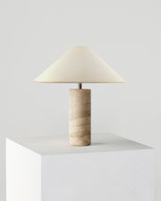 Close-up of marble veining and polished surface detail — Natural Stone Cylinder Table Lamp
