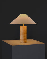 Natural Stone Cylinder Table Lamp — alternate color temperature setting