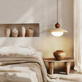 Travertine-Finish Saucer Pendant Light